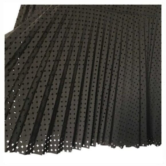 J. Crew Black pleated mini skirt in a technical laser-cut fabric. size 2 - Picture 3 of 6